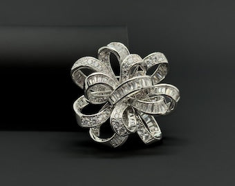 French Crystal Bow Brooch for Women Elegant Zircon Copper Pin