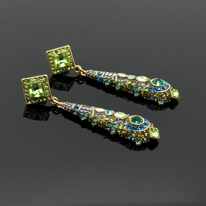 Vintage Ethnic Crystal Tassel Earrings 24K Gold-Plated Teardrop Handcrafted