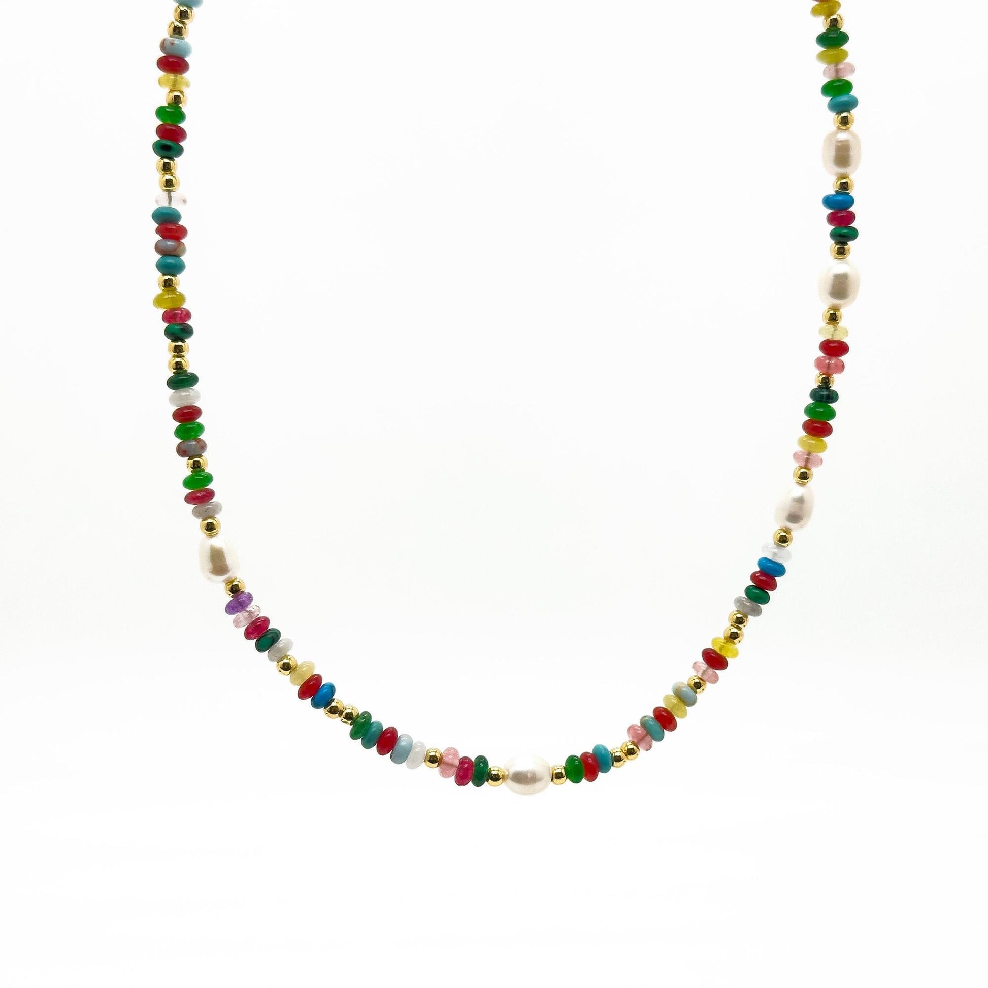 Vintage Ethnic Multicolour Natural Stone Pearl Tribal Necklace