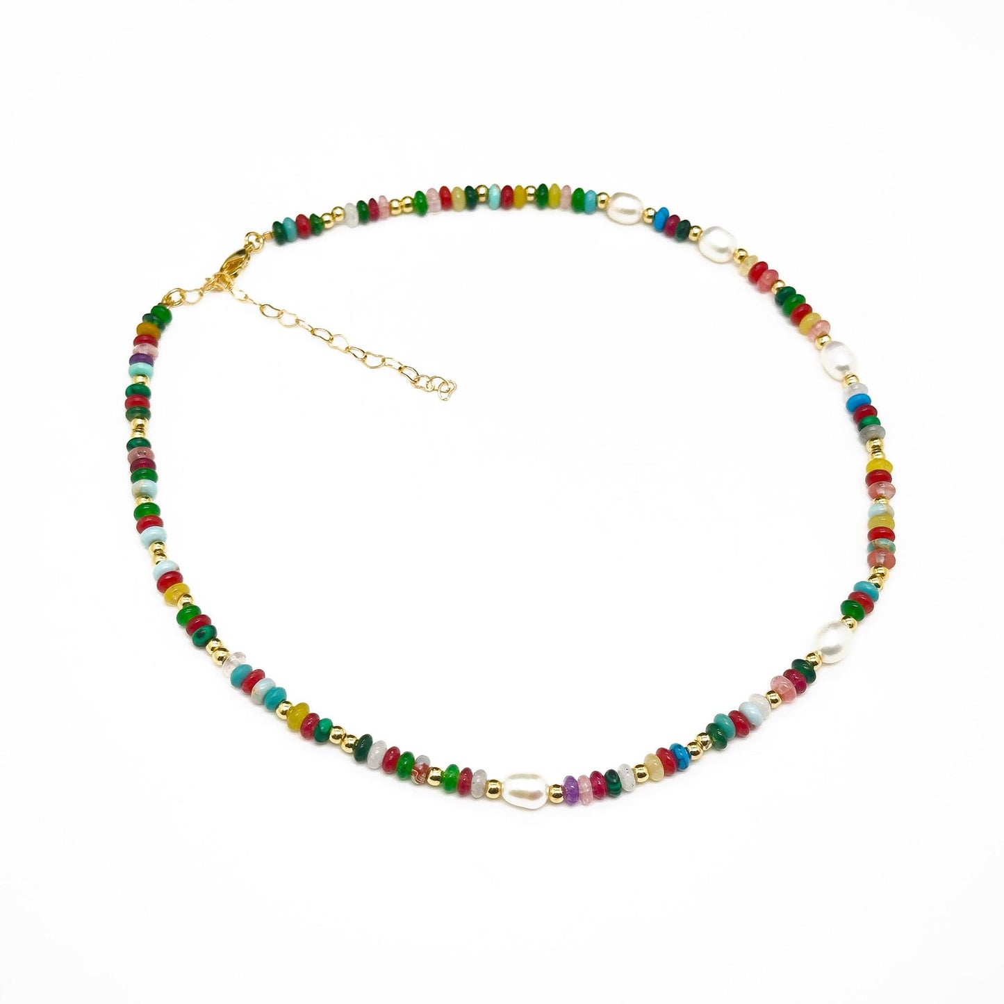 Vintage Ethnic Multicolour Natural Stone Pearl Tribal Necklace