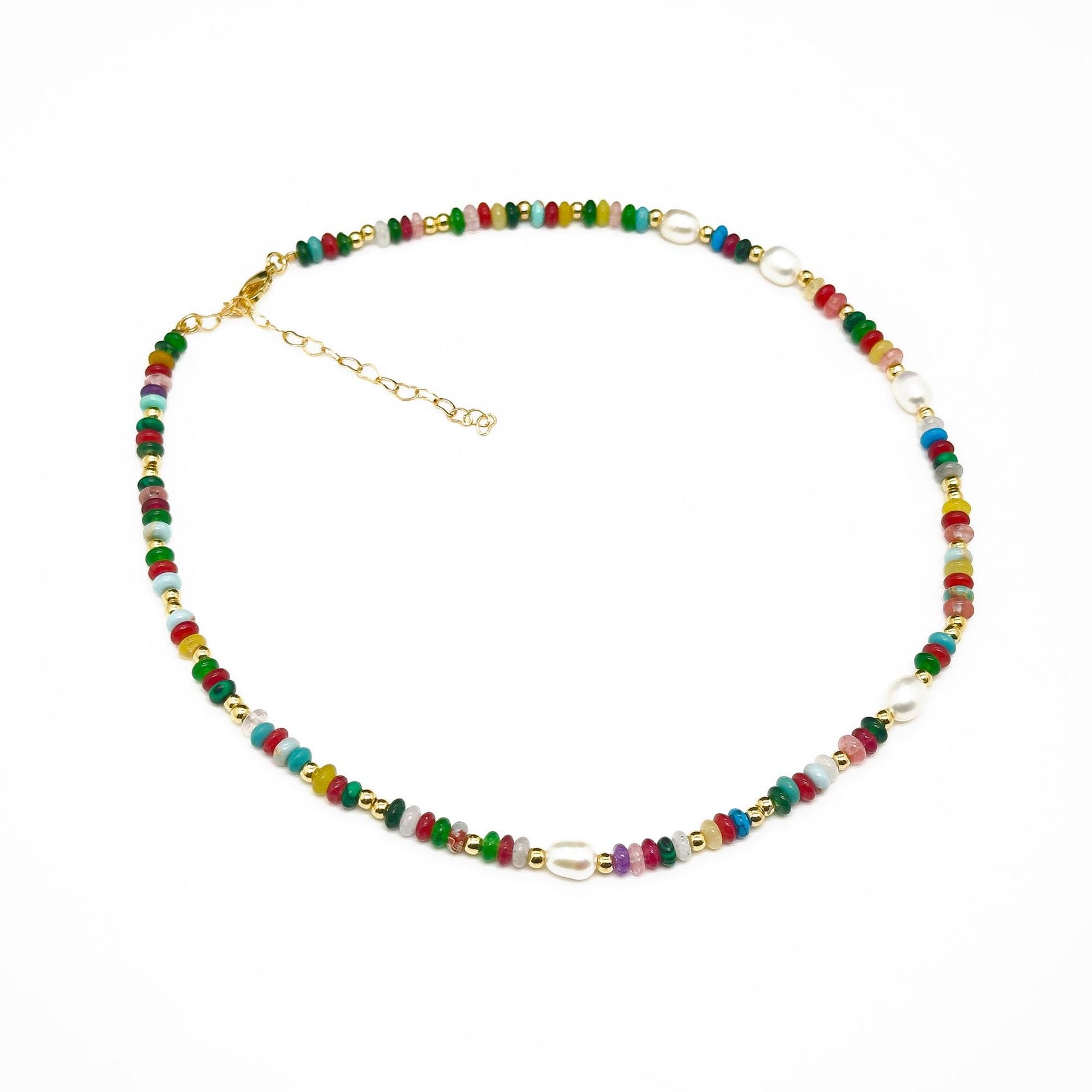 Vintage Ethnic Multicolour Natural Stone Pearl Tribal Necklace