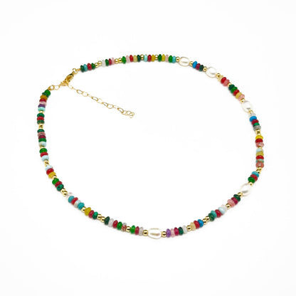 Vintage Ethnic Multicolour Natural Stone Pearl Tribal Necklace