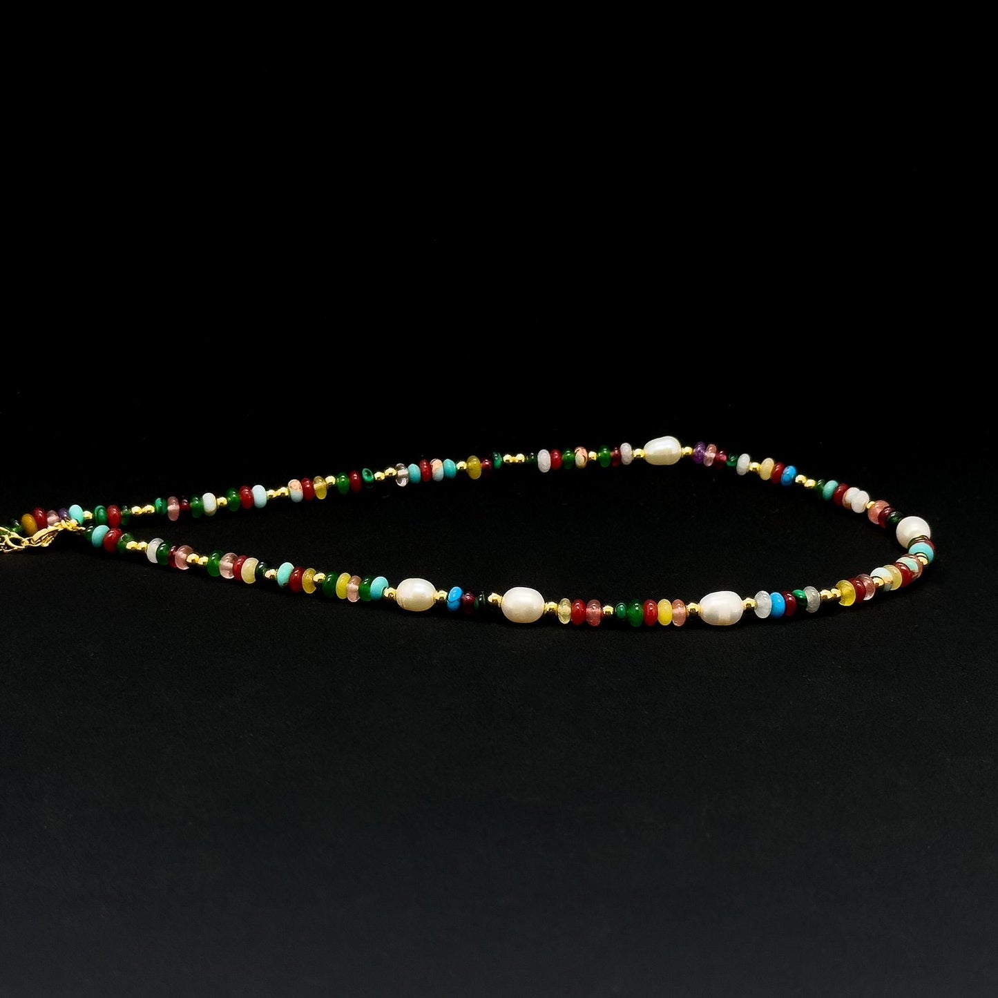 Vintage Ethnic Multicolour Natural Stone Pearl Tribal Necklace