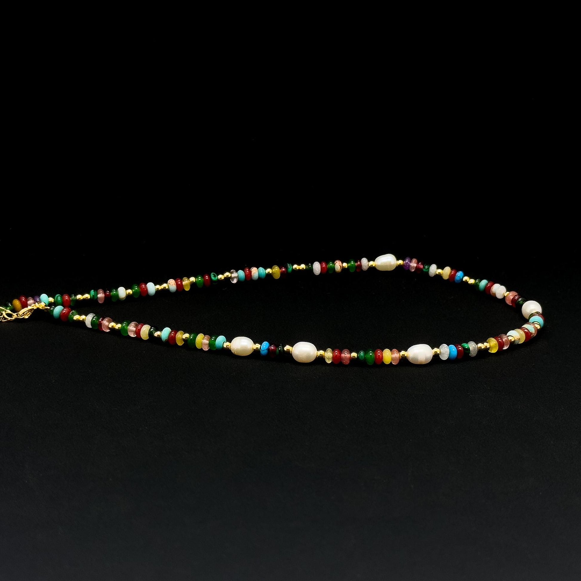 Vintage Ethnic Multicolour Natural Stone Pearl Tribal Necklace