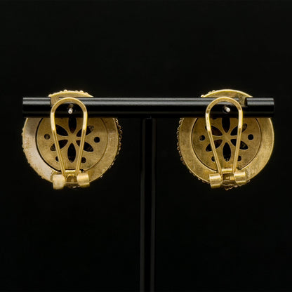 Vintage Ethnic Turquoise Dangle Earrings 24K Gold-Plated 925 Silver Hooks