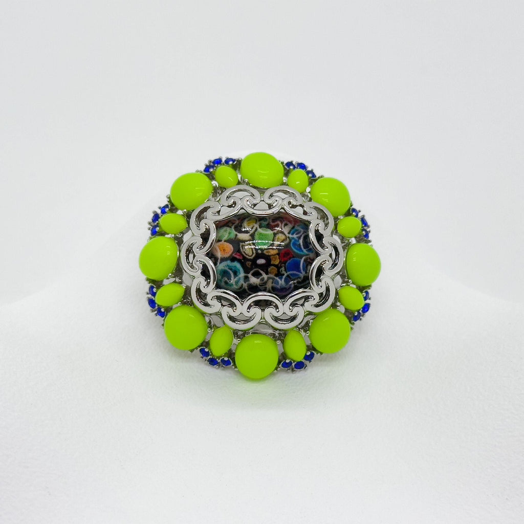 Vintage Art Deco Green Enamel Resin Brooch Elegant Gift Pin