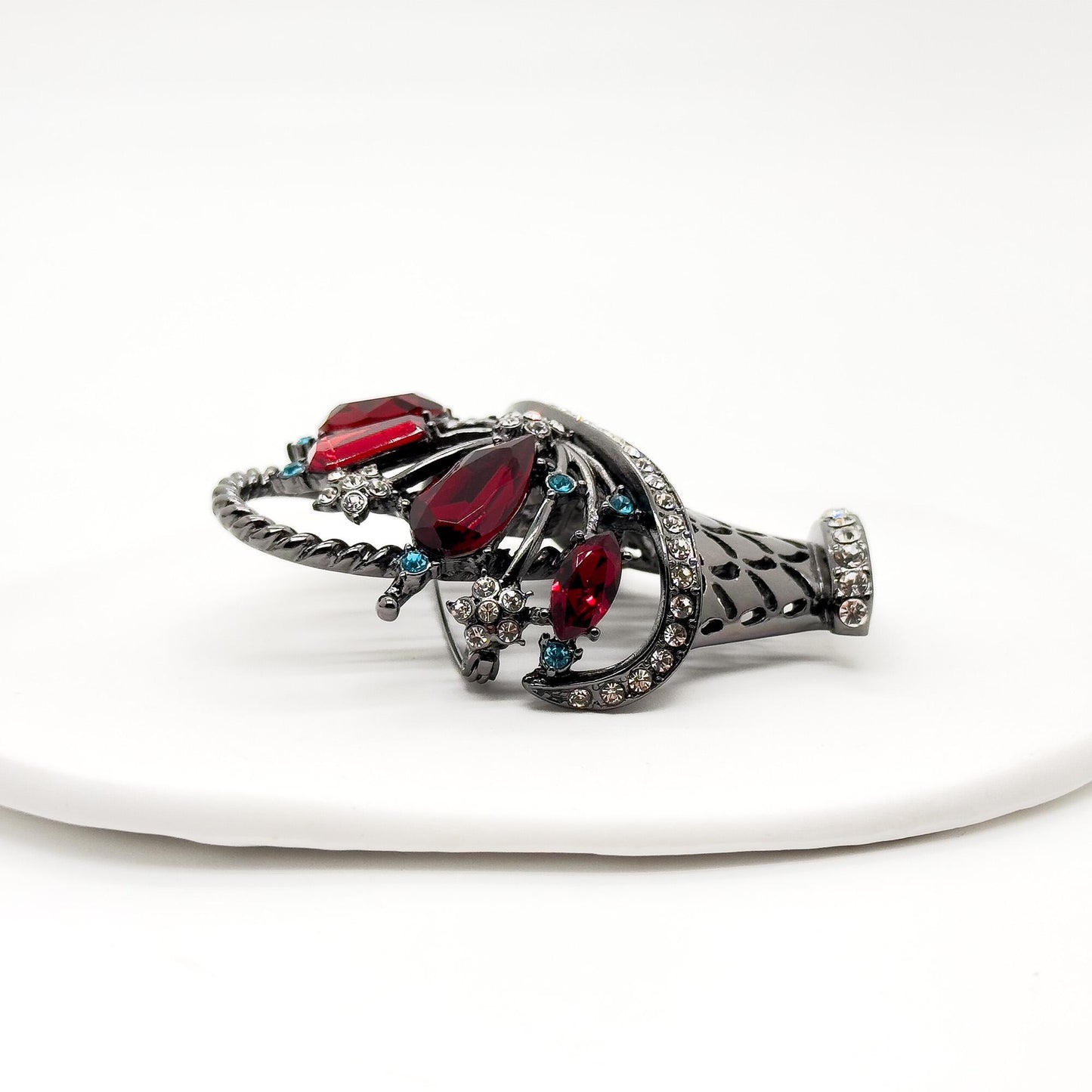 Vintage Deco Purple Crystal Brooch Basket of Flowers Statement Pin