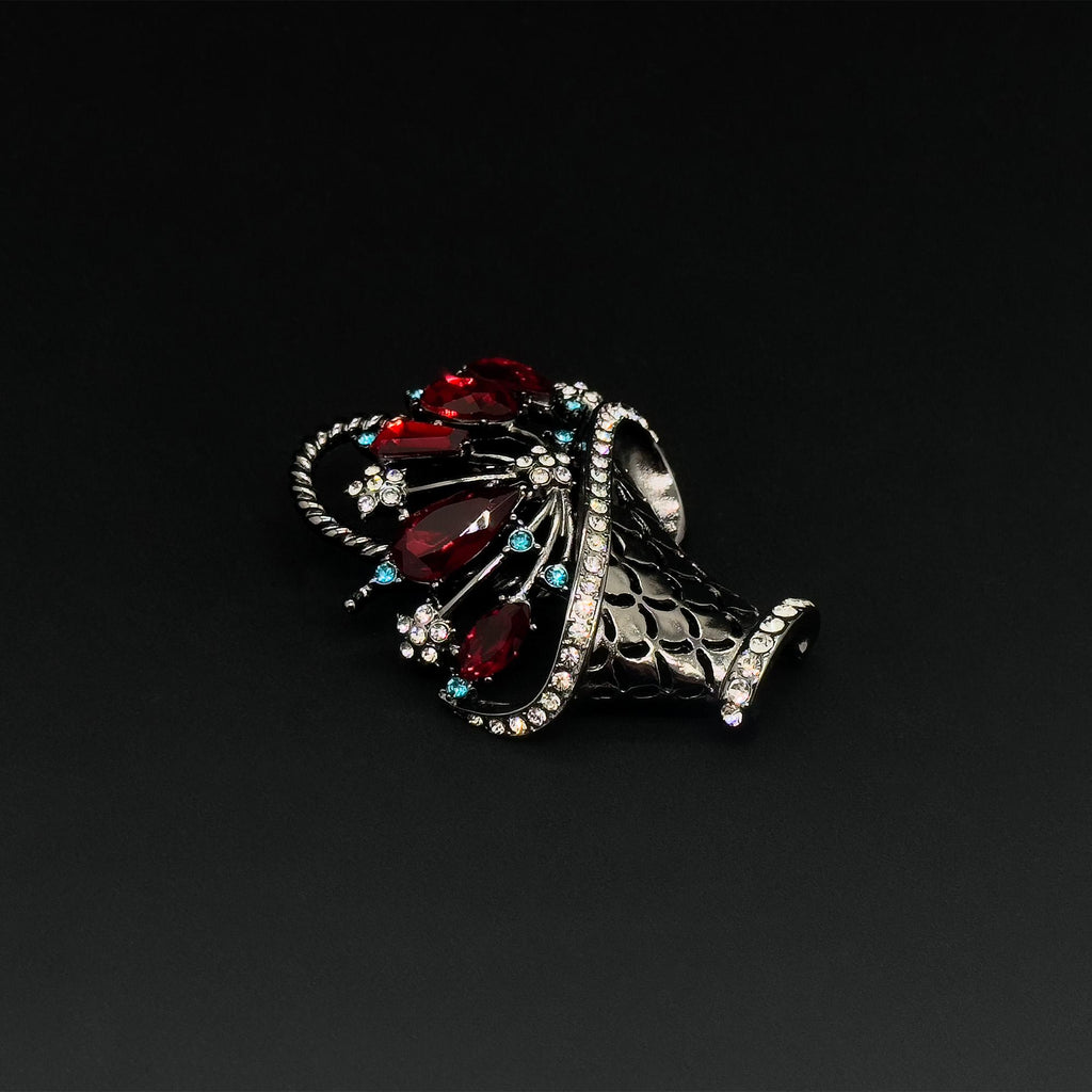 Vintage Deco Purple Crystal Brooch Basket of Flowers Statement Pin