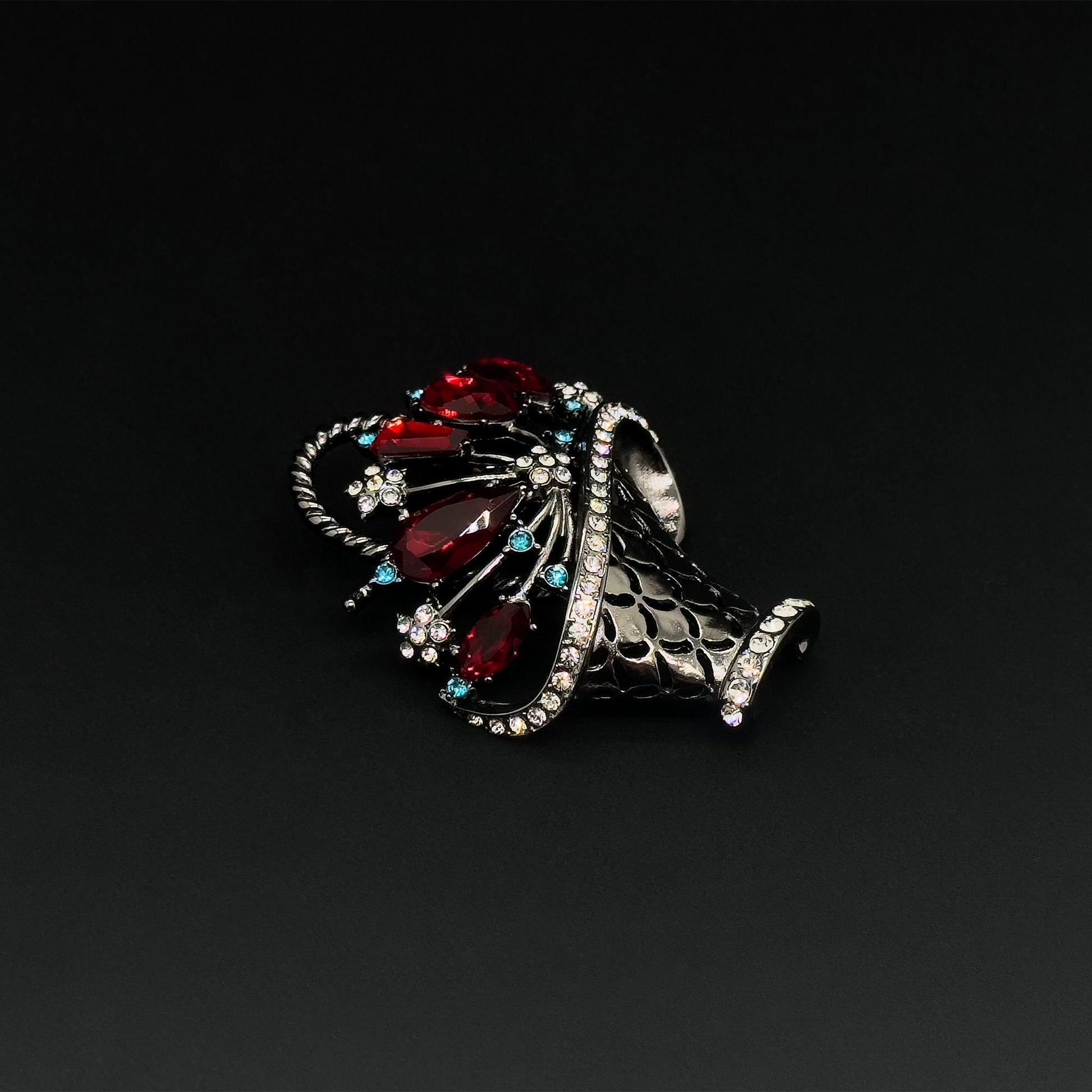 Vintage Deco Purple Crystal Brooch Basket of Flowers Statement Pin