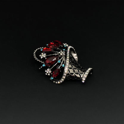 Vintage Deco Purple Crystal Brooch Basket of Flowers Statement Pin