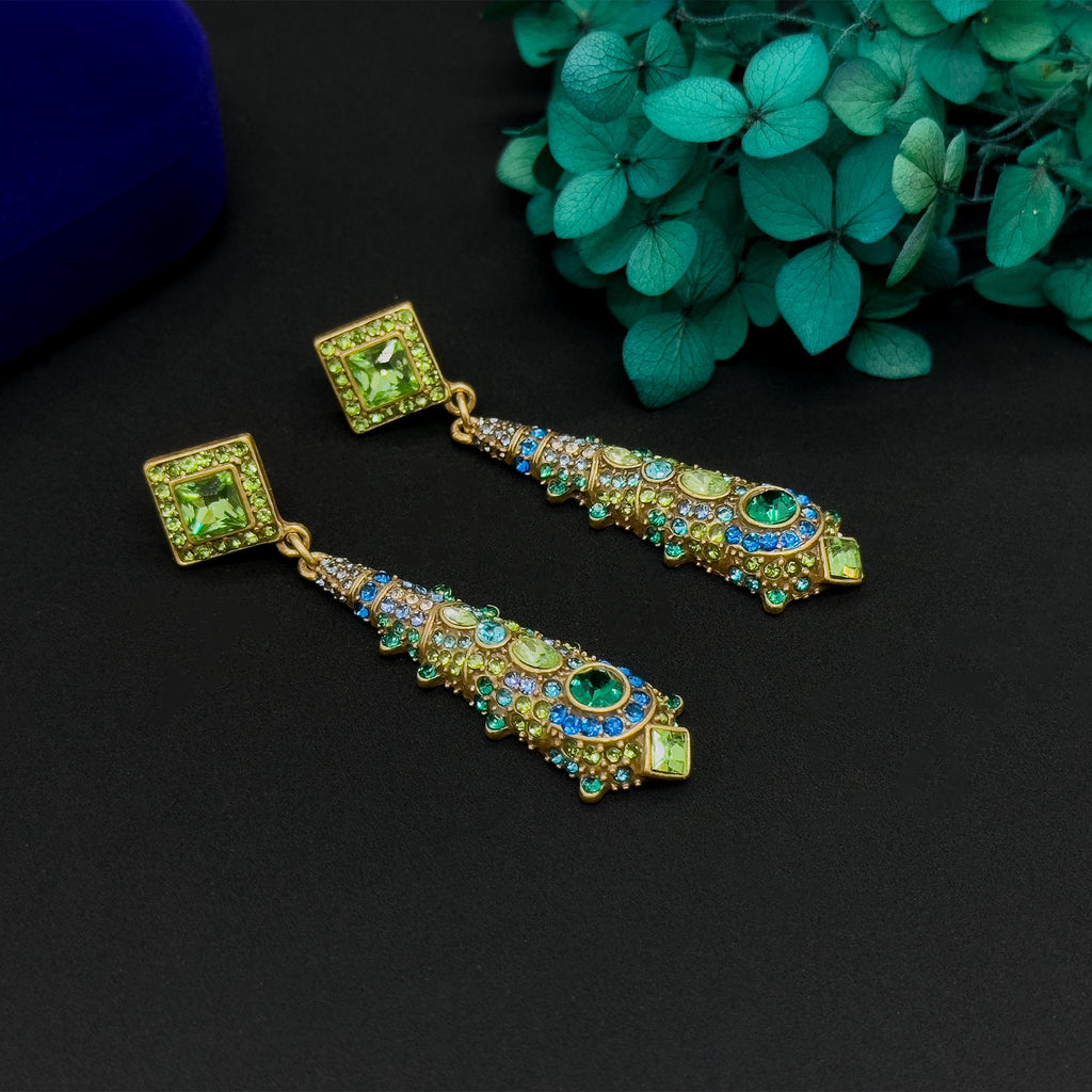 Vintage Ethnic Crystal Tassel Earrings 24K Gold-Plated Teardrop Handcrafted