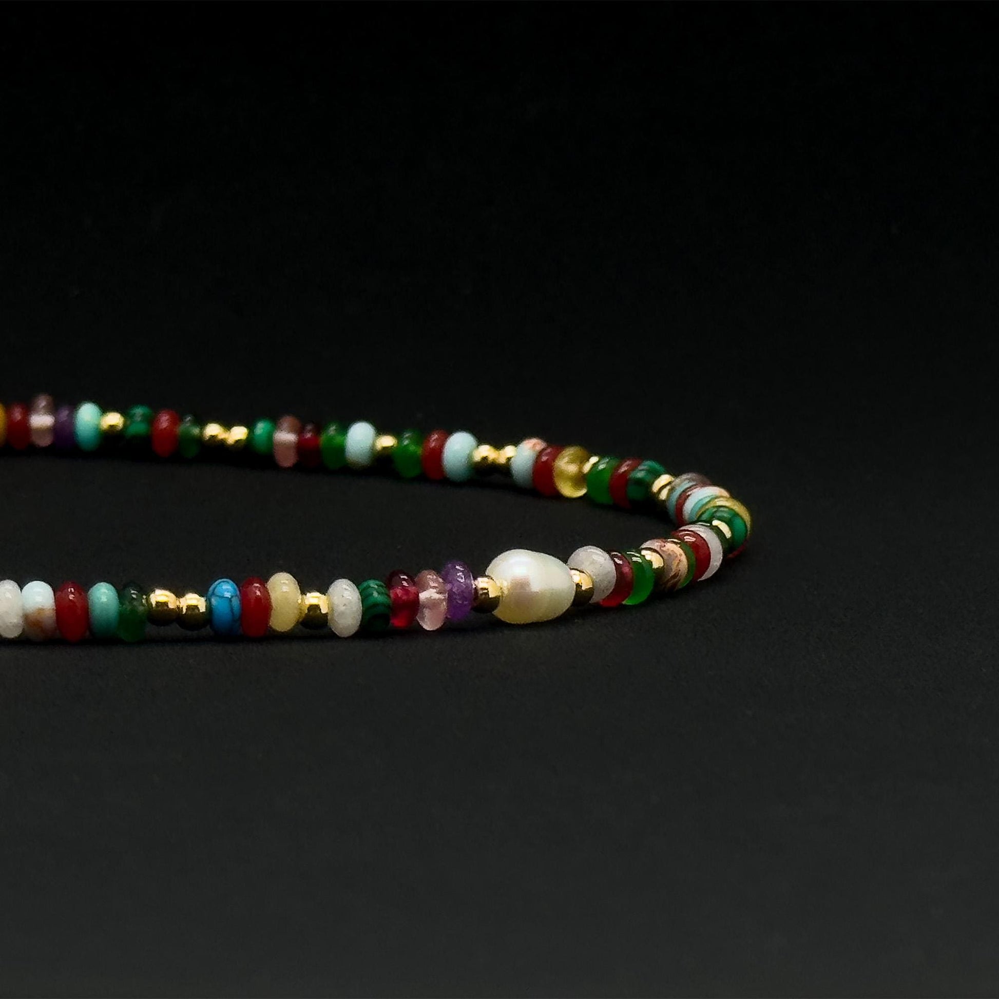 Vintage Ethnic Multicolour Natural Stone Pearl Tribal Necklace