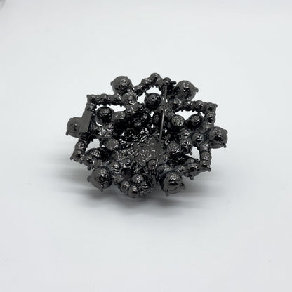 Vintage Art Deco Rhinestone Crystal Copper Brooch, Court-Style Pin