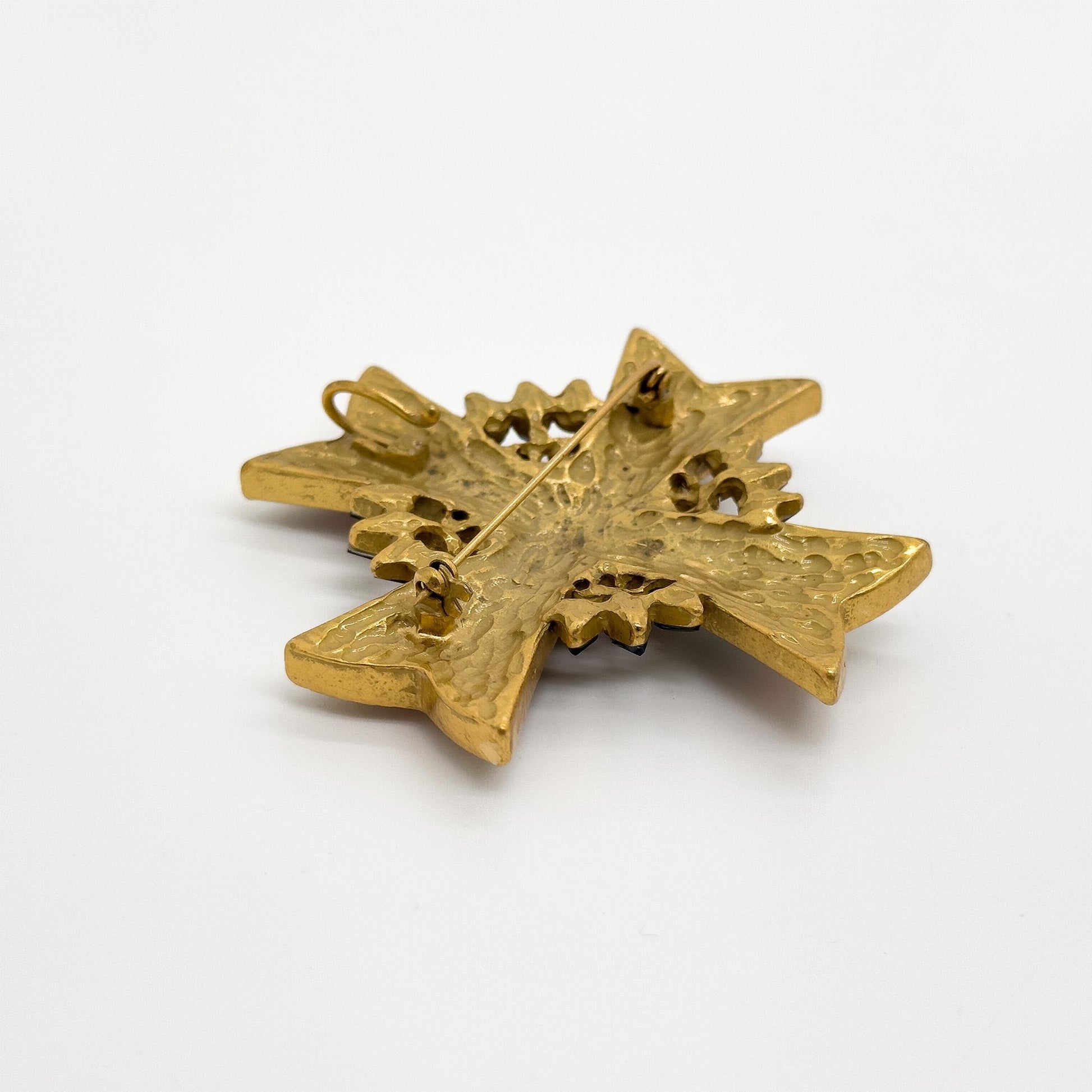 Vintage Art Deco Baroque Crystal Brooch Statement Coat Pin