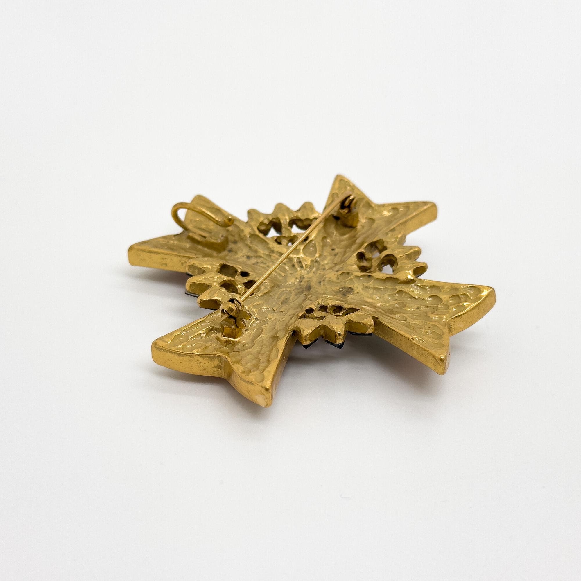 Vintage Art Deco Baroque Crystal Brooch Statement Coat Pin