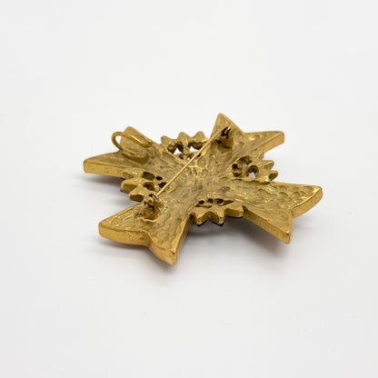 Vintage Art Deco Baroque Crystal Brooch Statement Coat Pin