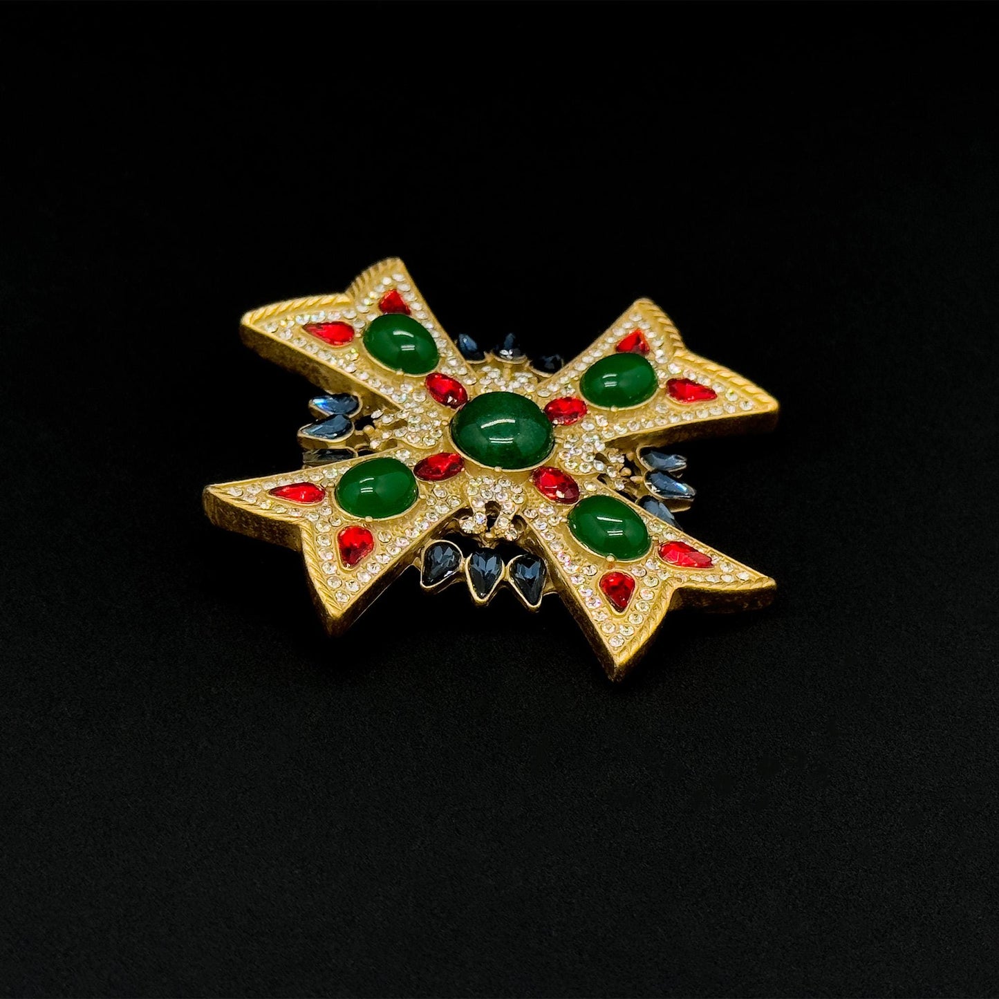 Vintage Art Deco Baroque Crystal Brooch Statement Coat Pin