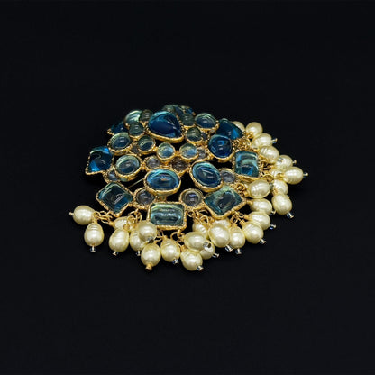 Large Vintage Art Deco Pearl Crystal Brooch for Coat