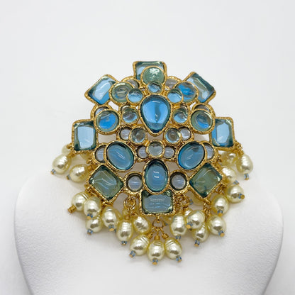 Large Vintage Art Deco Pearl Crystal Brooch for Coat