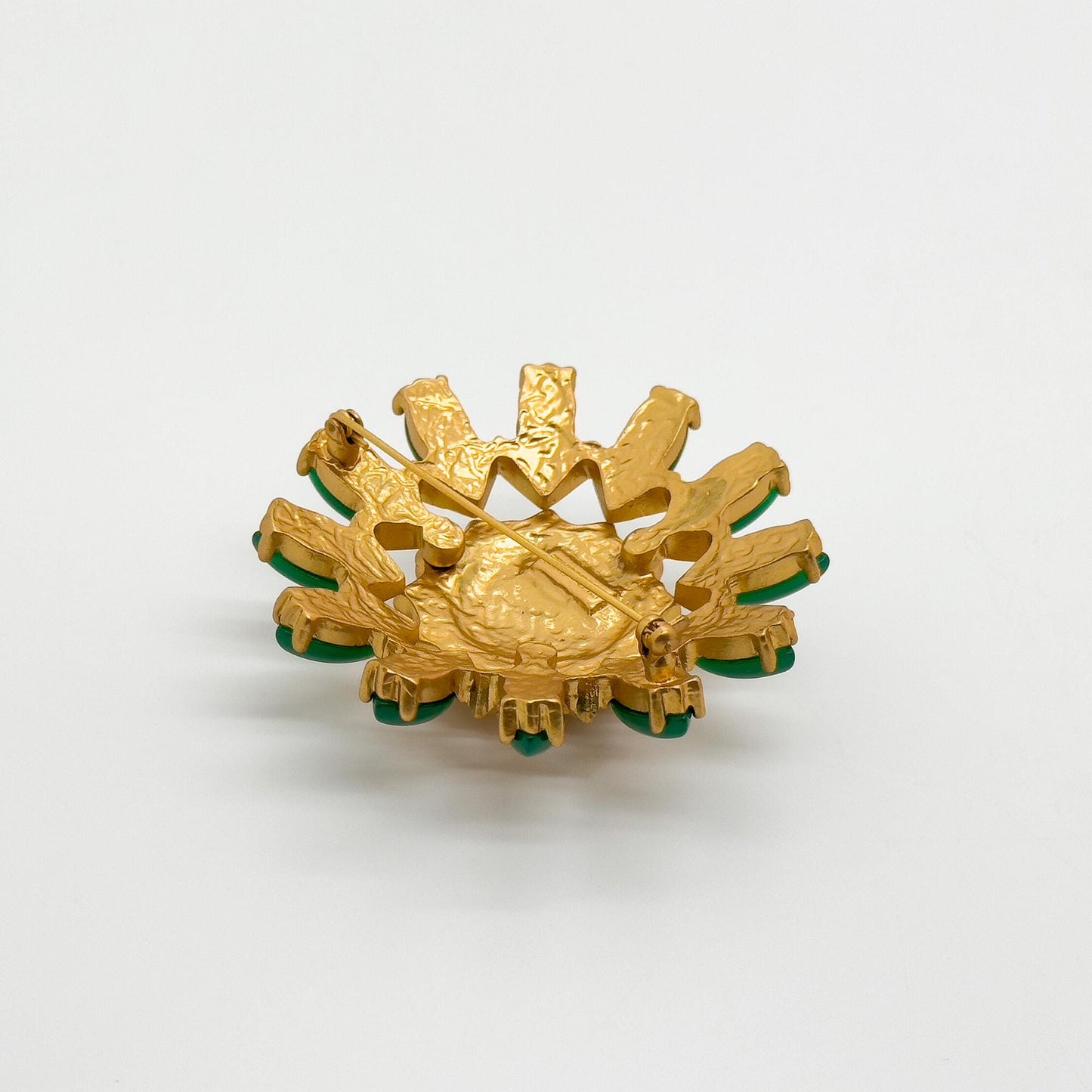 Vintage Art Deco Green Floral 3D Flower Brooch, 1960s Style
