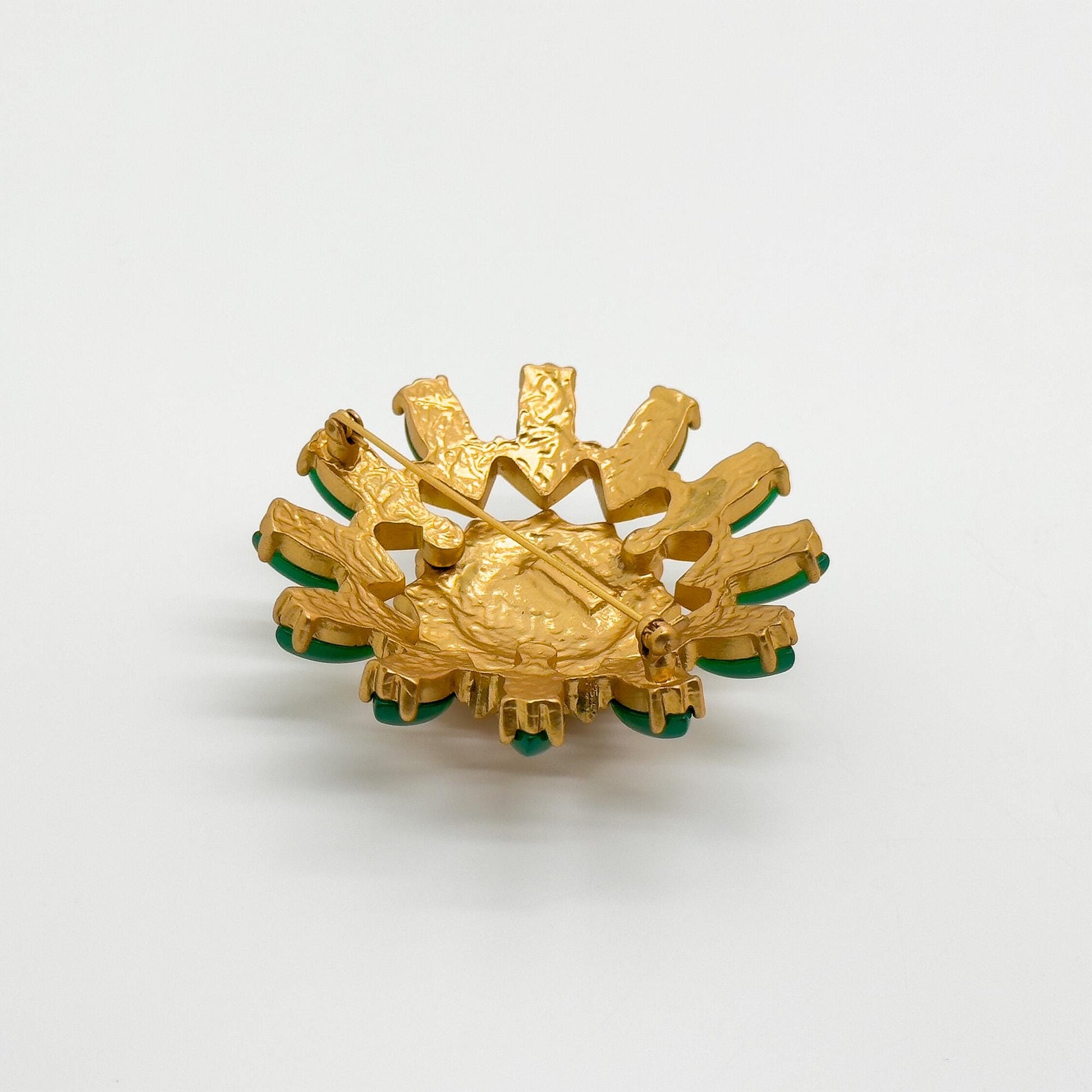 Vintage Art Deco Green Floral 3D Flower Brooch, 1960s Style