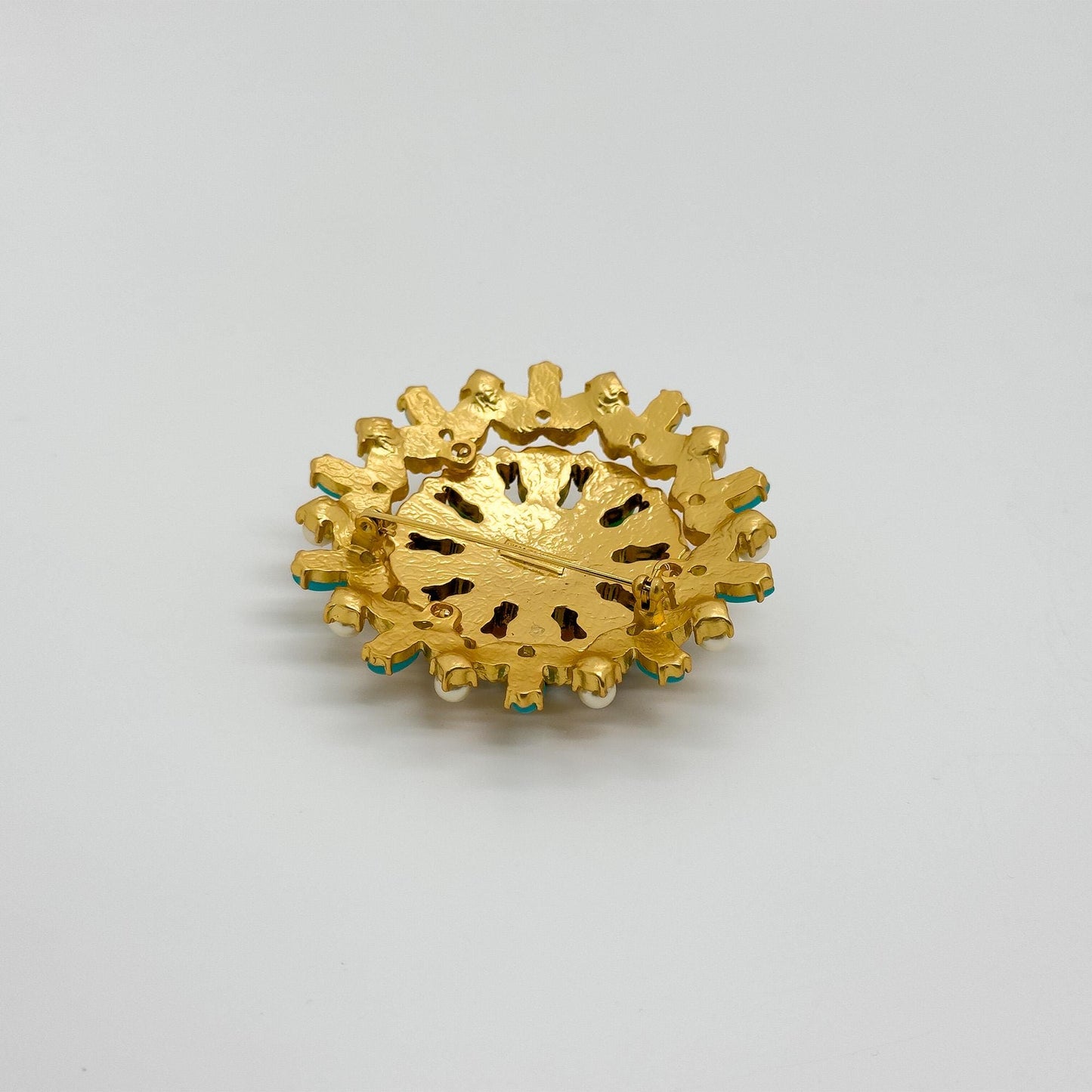 Vintage Art Deco Colour Glass Gemstone Floral Brooch 1960s Style