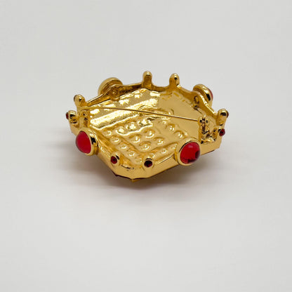 Vintage Art Deco Rhombus Glass Crystal Brooch Copper Backing