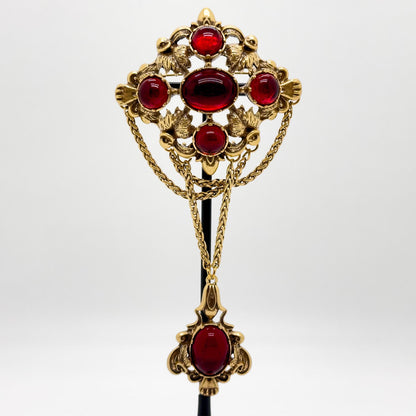 Art Deco Palace Vintage Glass Copper Leaf Statement Brooch