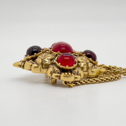 Art Deco Palace Vintage Glass Copper Leaf Statement Brooch