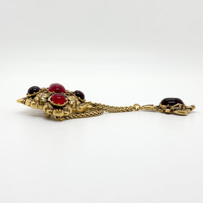 Art Deco Palace Vintage Glass Copper Leaf Statement Brooch