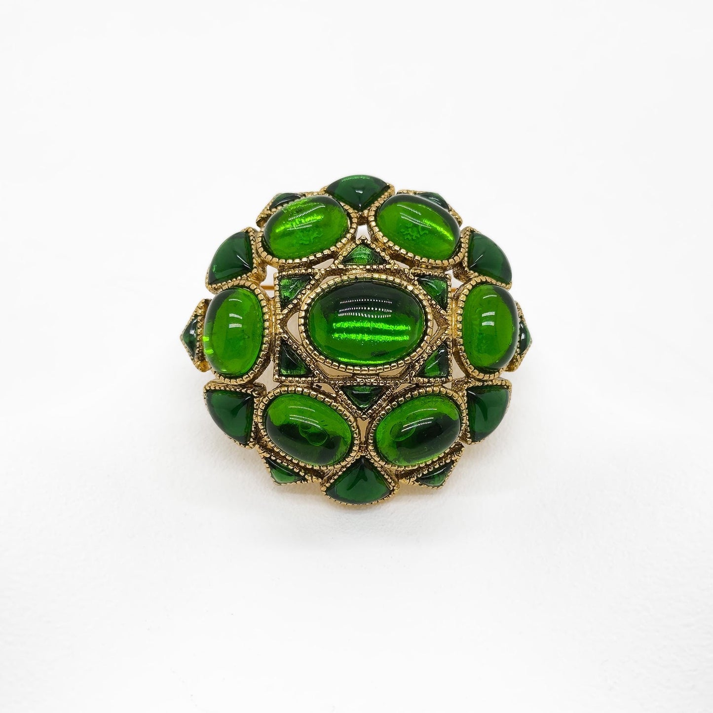 Art Deco Lapis Lazuli Gold-Plated Copper Baroque Vintage Brooch Elegant