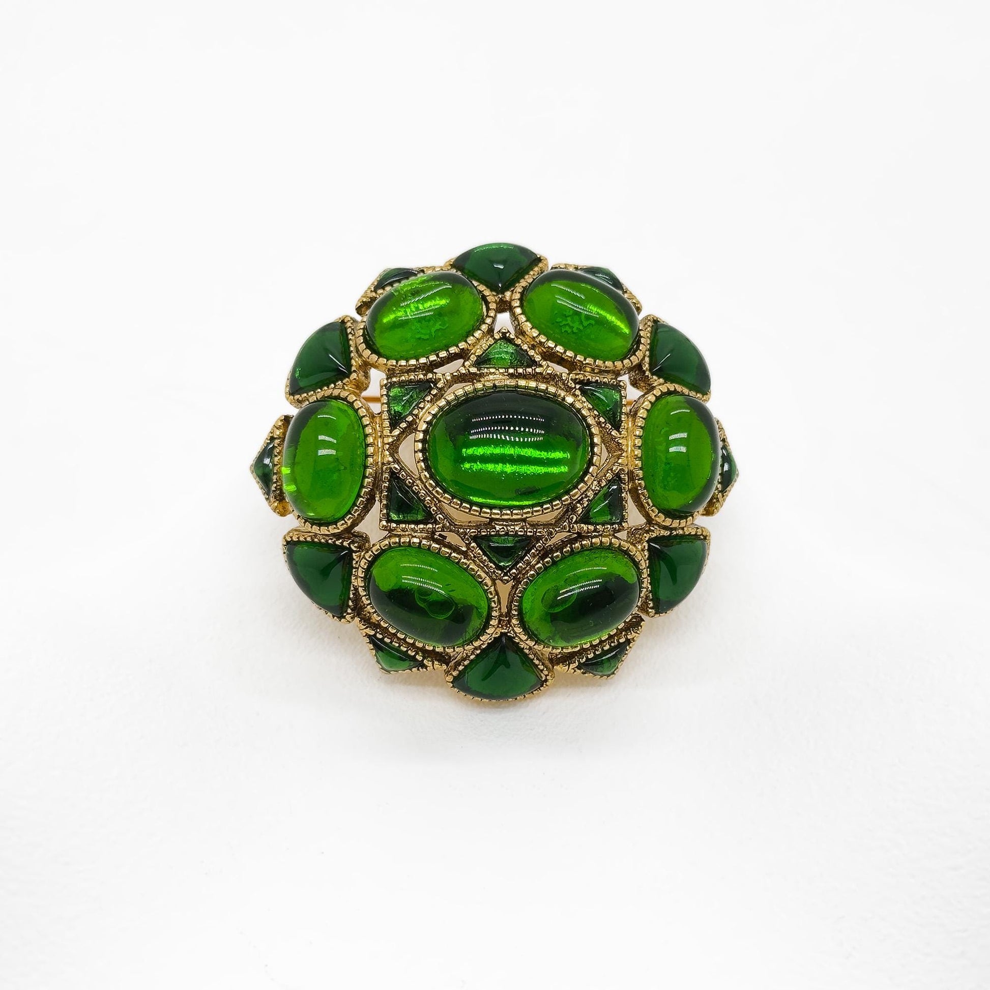 Art Deco Lapis Lazuli Gold-Plated Copper Baroque Vintage Brooch Elegant