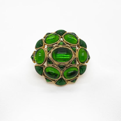 Art Deco Lapis Lazuli Gold-Plated Copper Baroque Vintage Brooch Elegant