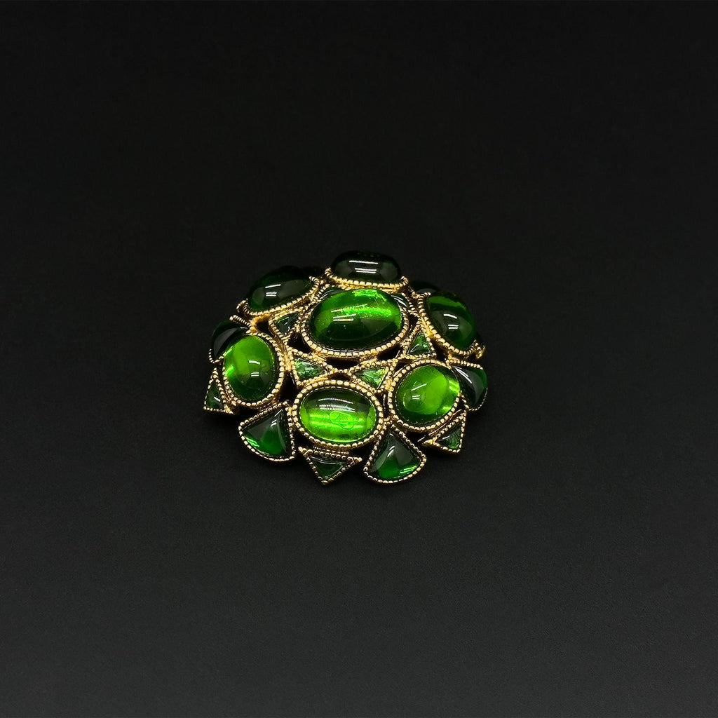 Art Deco Lapis Lazuli Gold-Plated Copper Baroque Vintage Brooch Elegant