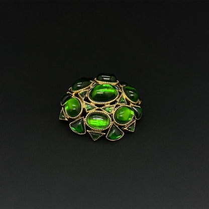 Art Deco Lapis Lazuli Gold-Plated Copper Baroque Vintage Brooch Elegant