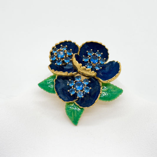 Vintage Art Deco 3D Leaf and Flower Brooch Pin