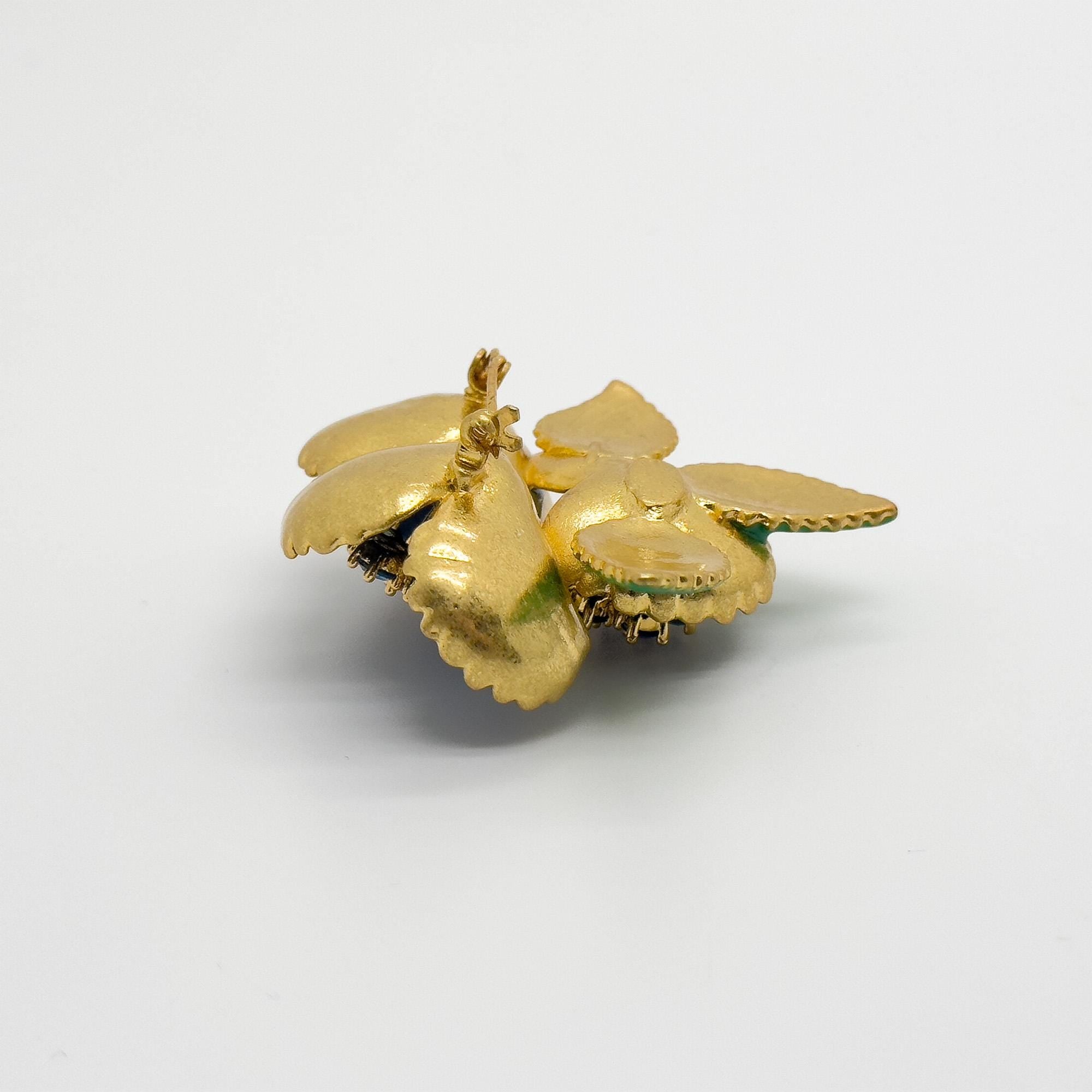 Vintage Art Deco 3D Leaf and Flower Brooch Pin