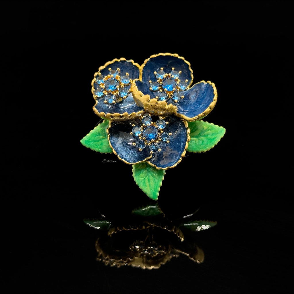 Vintage Art Deco 3D Leaf and Flower Brooch Pin