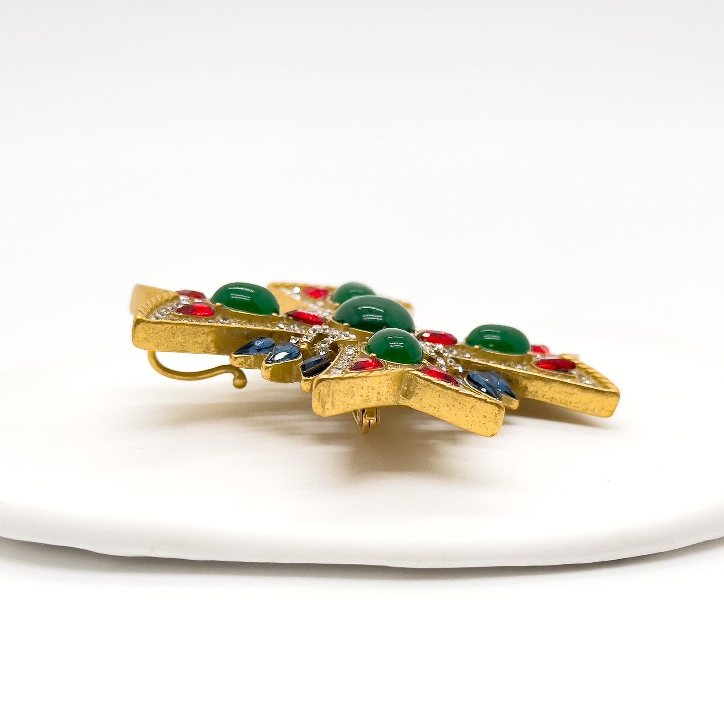 Vintage Art Deco Baroque Crystal Brooch Statement Coat Pin