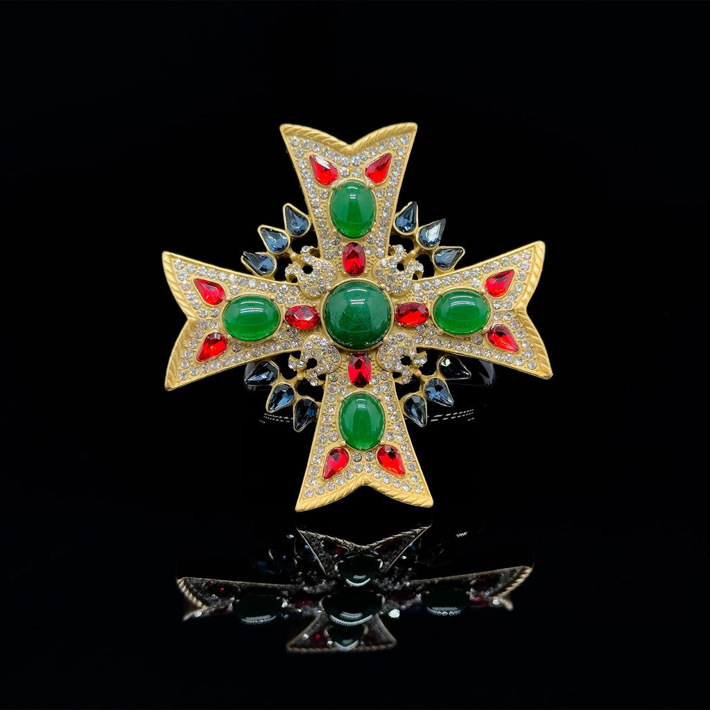 Vintage Art Deco Baroque Crystal Brooch Statement Coat Pin