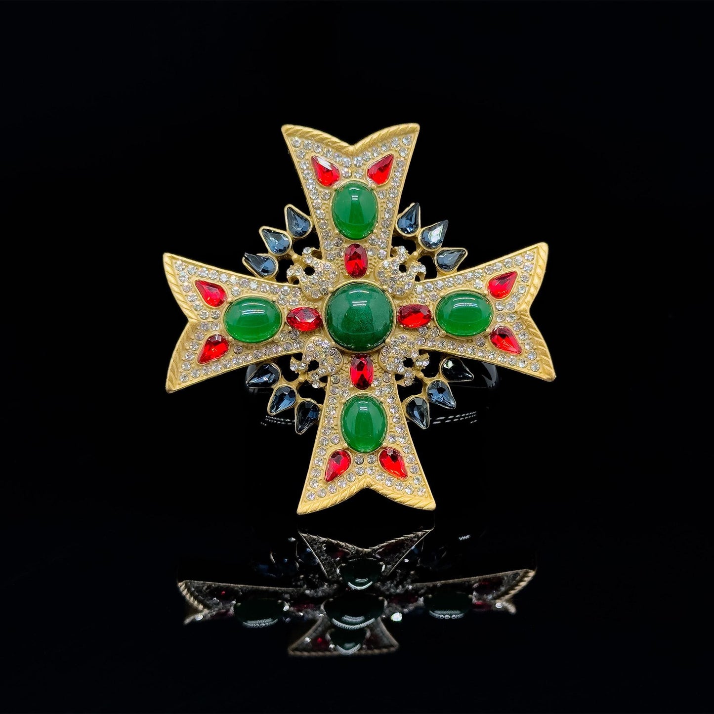 Vintage Art Deco Baroque Crystal Brooch Statement Coat Pin