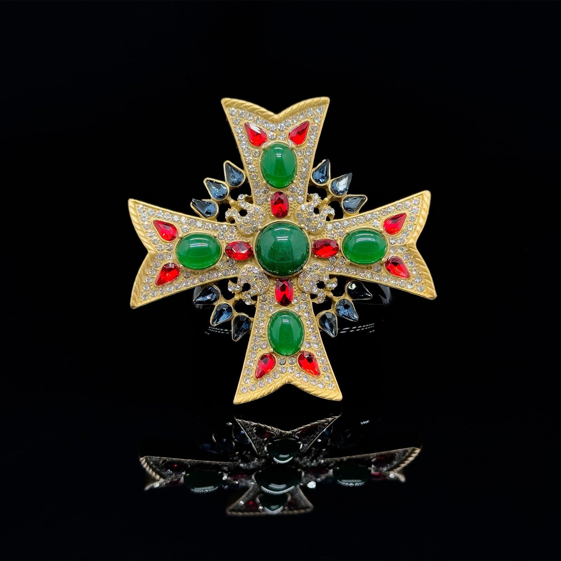 Vintage Art Deco Baroque Crystal Brooch Statement Coat Pin