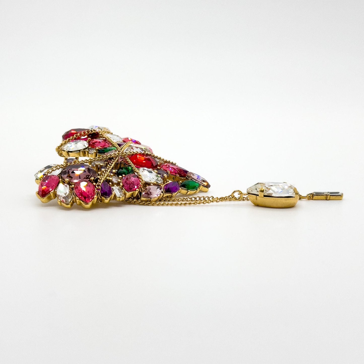 Gold-Plated Crystal Heart Brooch Bridal Wedding Vintage Gift Pin