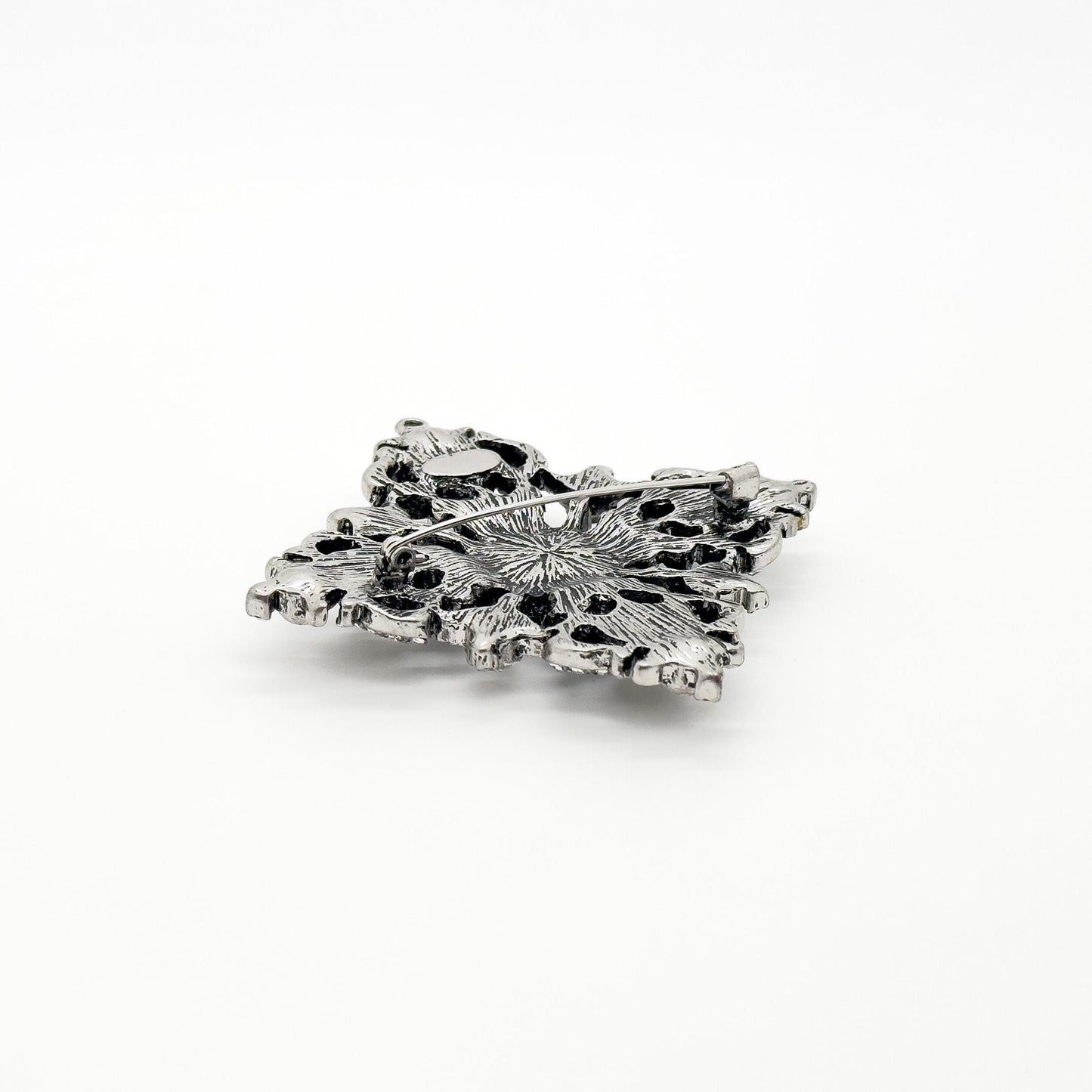 French Vintage Pink Crystal Geometric Brooch Pendant Elegant Rhinestone Pin