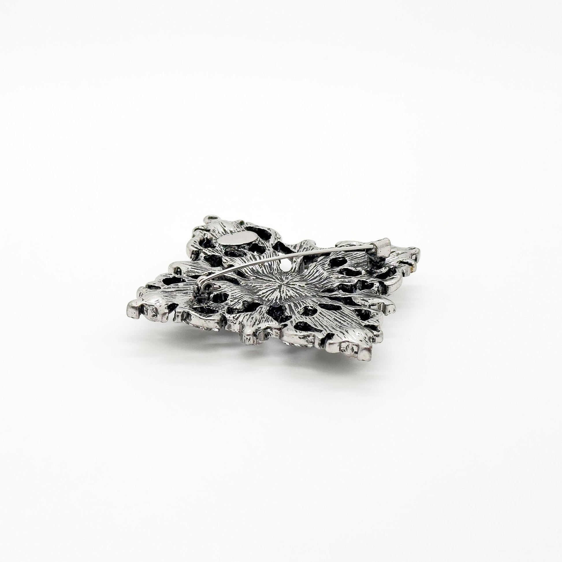 French Vintage Pink Crystal Geometric Brooch Pendant Elegant Rhinestone Pin