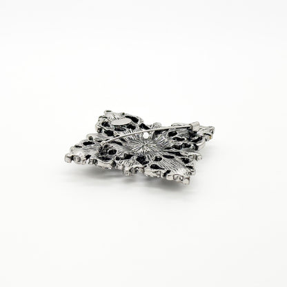 French Vintage Pink Crystal Geometric Brooch Pendant Elegant Rhinestone Pin