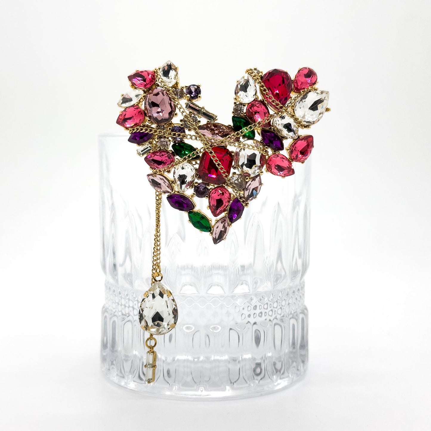 Gold-Plated Crystal Heart Brooch Bridal Wedding Vintage Gift Pin