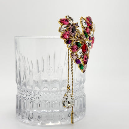 Gold-Plated Crystal Heart Brooch Bridal Wedding Vintage Gift Pin