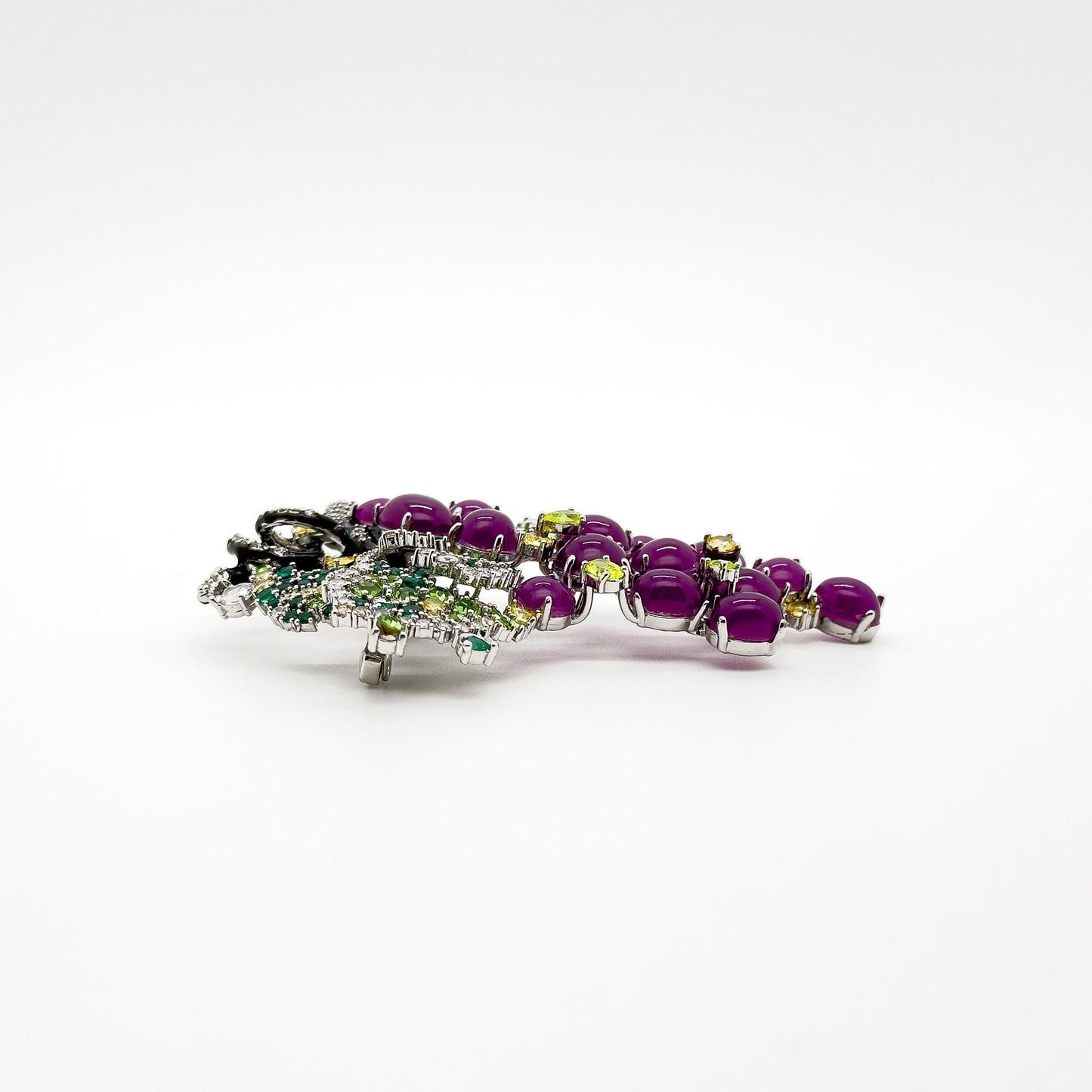 Vintage Art Deco Grape Brooch Glass Resin Titanium Steel Pin