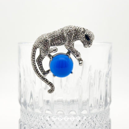 Luxury Leopard Brooch Rhinestone Crystal Animal Pin for Women